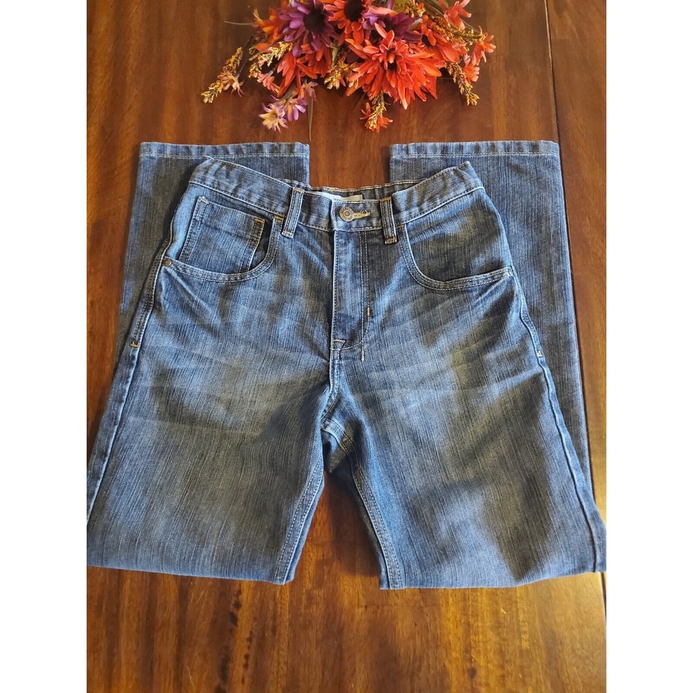 Wrangler Boys Youth Jeans 12 Regular Straight Leg Adjustable Waist 24x26 Dark Wa